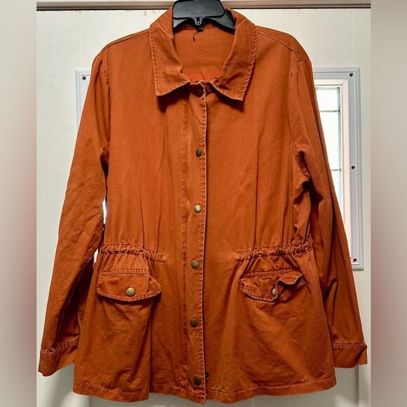 Woman’s Orange Denim-Type Jacket. Size: XL - Picture 1 of 4